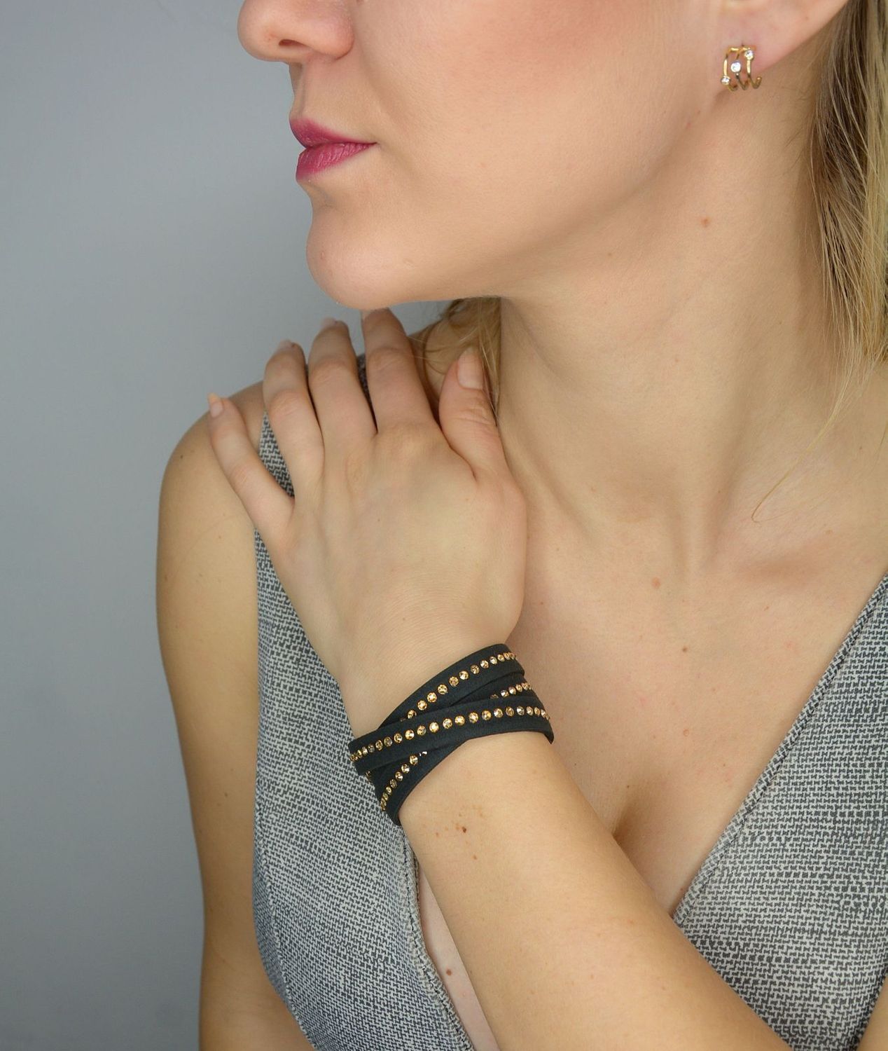 Złote kolczyki 333 'potrójne cyrkonie' KL 6519.jpg